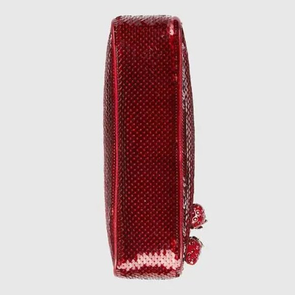 NWT GUCCI GG Ophidia Raso Seta Pail Sequin Strawberry TwoWay Shoulder Bag 735132 - Picture 4 of 14